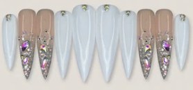 Milky White Crystal Accent press-on nail set