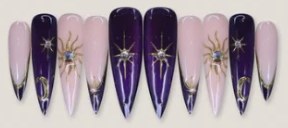Purple Celestial Sun Moon press-on nail set