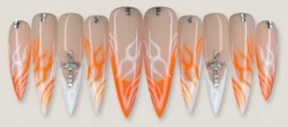 Orange Flame Silver Cross press-on nail set