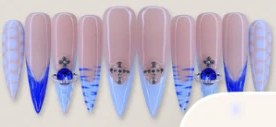 Blue French Orb Charm press-on nail set