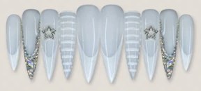 Silver Star French Tips press-on nail set