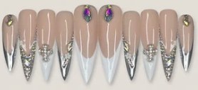 Silver Drip Cross Gem press-on nail set