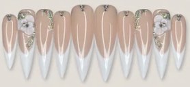 White French Floral Pearls press-on nail set