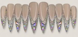 Full Crystal French Tips press-on nail set