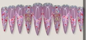 Pink Patterned Ribbon Charms press-on nail set