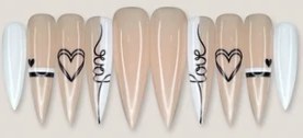 Black Heart Love French press-on nail set