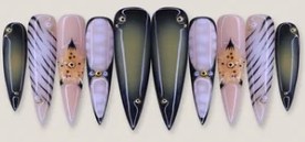 Black Yellow Aura Textured press-on nail set