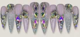 Silver Glitter French Gems press-on nail set