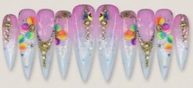 Colorful Floral Ombre Chain press-on nail set