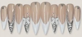 White Bow French Chain press-on nail set