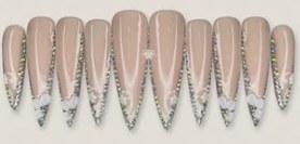 Crystal Rhinestone French Tip press-on nail set