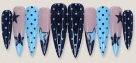 Blue Black Star Dots press-on nail set