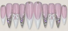 White Bow French Rhinestone press-on nail set