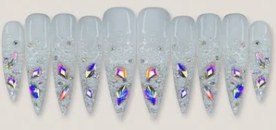 Sheer Glitter Crystal Tips press-on nail set