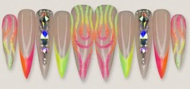 Neon Flame Crystal Tips press-on nail set