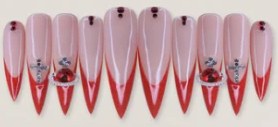 Red French Cross Gem press-on nail set