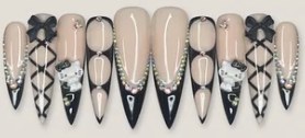 Black Bow Cartoon French press-on nail set