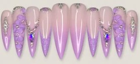 Purple Ombre 3D Flower press-on nail set
