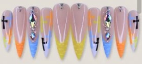 Pastel Cross French Charms press-on nail set