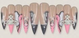Chrome Planet Charm Punk press-on nail set