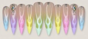 Pastel Rainbow Flame Tips press-on nail set