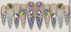 Silver Glitter Crystal Clusters press-on nail set