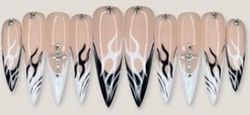Black White Flame Cross press-on nail set