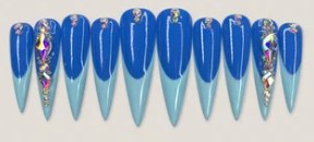 Royal Blue Crystal Tips press-on nail set