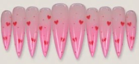 Pink Ombre Red Hearts press-on nail set