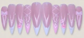 Pink Ribbon Bow French press-on nail set