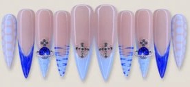 Blue French Orb Cross press-on nail set