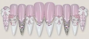 White Cartoon Bow Rhinestone press-on nail set