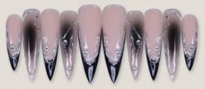 Black Ombre French Chrome press-on nail set