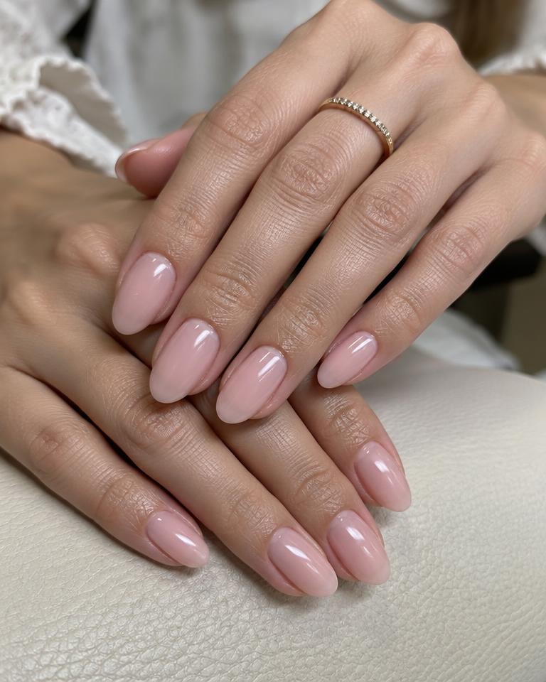 Sheer pink gel manicure